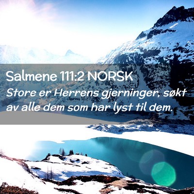 Picture 02 - Salmene 111:2 NORSK - Store er Herrens gjerninger, søkt av alle dem - Bible Verse Picture
