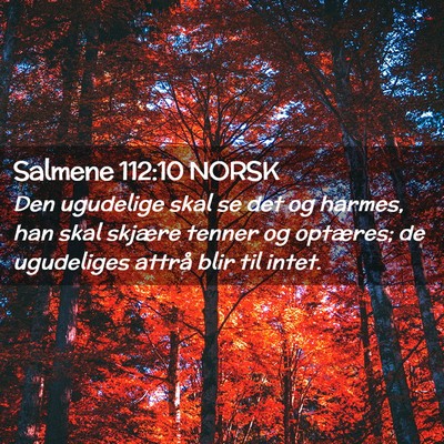 Picture 02 - Salmene 112:10 NORSK - Den ugudelige skal se det og harmes, han skal - Bible Verse Picture