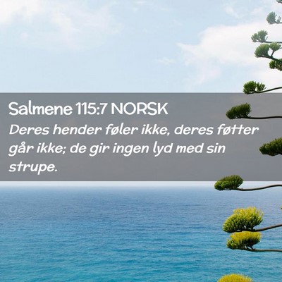 Picture 02 - Salmene 115:7 NORSK - Deres hender føler ikke, deres føtter går - Bible Verse Picture