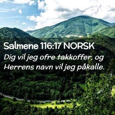 Picture 02 - Salmene 116:17 NORSK - Dig vil jeg ofre takkoffer, og Herrens navn vil - Bible Verse Picture