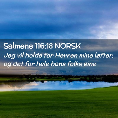 Picture 02 - Salmene 116:18 NORSK - Jeg vil holde for Herren mine løfter, og det for - Bible Verse Picture
