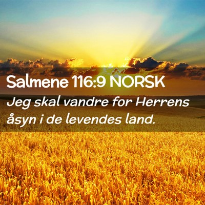 Picture 02 - Salmene 116:9 NORSK - Jeg skal vandre for Herrens åsyn i de levendes - Bible Verse Picture