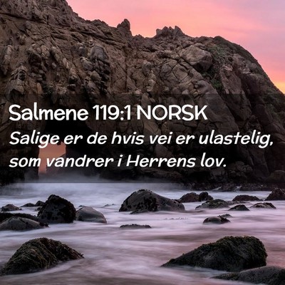 Picture 02 - Salmene 119:1 NORSK - Salige er de hvis vei er ulastelig, som vandrer i - Bible Verse Picture