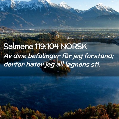 Picture 02 - Salmene 119:104 NORSK - Av dine befalinger får jeg forstand; derfor - Bible Verse Picture