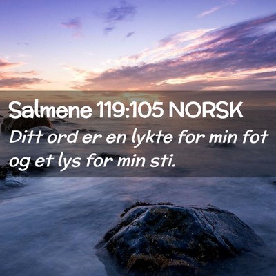 Picture 02 - Salmene 119:105 NORSK - Ditt ord er en lykte for min fot og et lys for - Bible Verse Picture