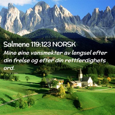 Picture 02 - Salmene 119:123 NORSK - Mine øine vansmekter av lengsel efter din frelse - Bible Verse Picture