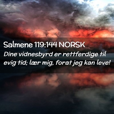 Picture 02 - Salmene 119:144 NORSK - Dine vidnesbyrd er rettferdige til evig tid; lær - Bible Verse Picture