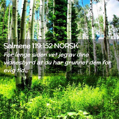Picture 02 - Salmene 119:152 NORSK - For lenge siden vet jeg av dine vidnesbyrd at du - Bible Verse Picture