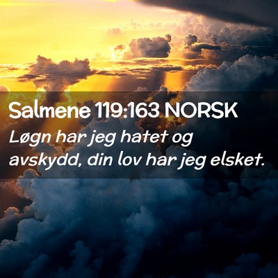 Picture 02 - Salmene 119:163 NORSK - Løgn har jeg hatet og avskydd, din lov har jeg - Bible Verse Picture