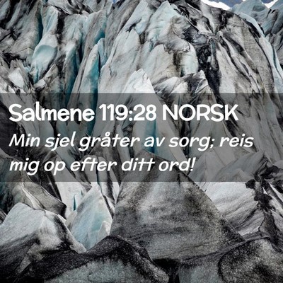 Picture 02 - Salmene 119:28 NORSK - Min sjel gråter av sorg; reis mig op efter ditt - Bible Verse Picture