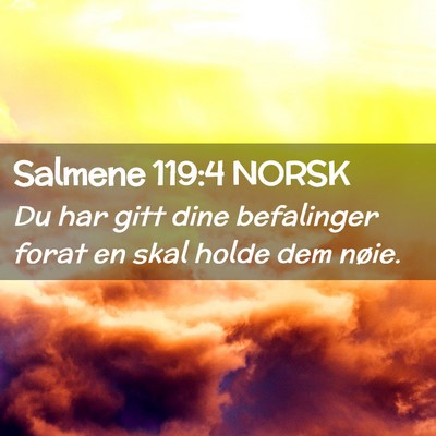 Picture 02 - Salmene 119:4 NORSK - Du har gitt dine befalinger forat en skal holde - Bible Verse Picture
