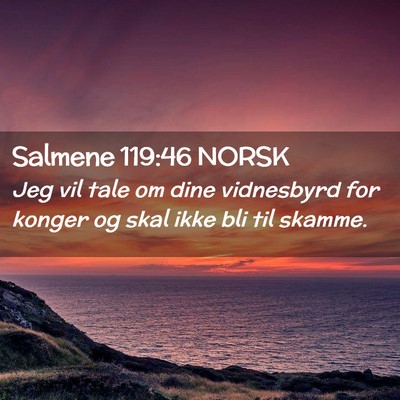 Picture 02 - Salmene 119:46 NORSK - Jeg vil tale om dine vidnesbyrd for konger og - Bible Verse Picture