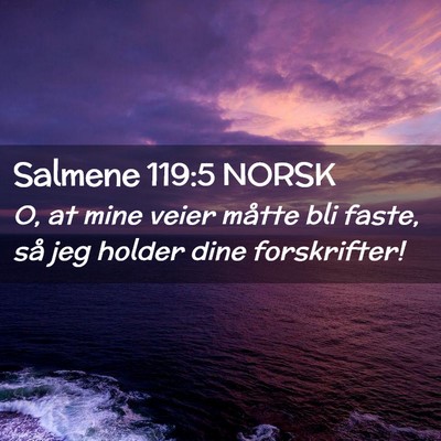 Picture 02 - Salmene 119:5 NORSK - O, at mine veier måtte bli faste, så jeg holder - Bible Verse Picture
