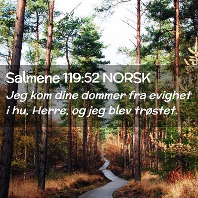 Picture 02 - Salmene 119:52 NORSK - Jeg kom dine dommer fra evighet i hu, Herre, og - Bible Verse Picture