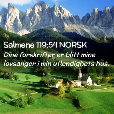 Picture 02 - Salmene 119:54 NORSK - Dine forskrifter er blitt mine lovsanger i min - Bible Verse Picture
