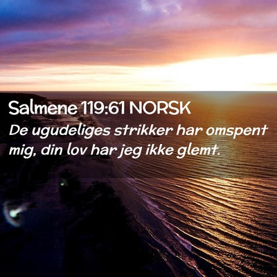 Picture 02 - Salmene 119:61 NORSK - De ugudeliges strikker har omspent mig, din lov - Bible Verse Picture