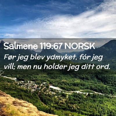 Picture 02 - Salmene 119:67 NORSK - Før jeg blev ydmyket, fór jeg vill; men nu - Bible Verse Picture