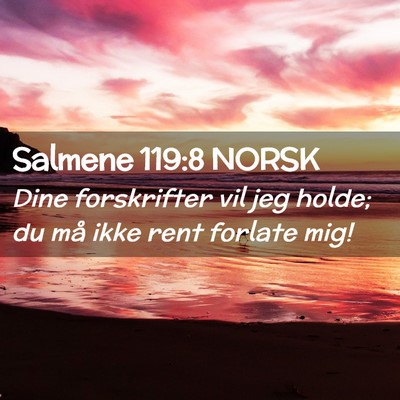 Picture 02 - Salmene 119:8 NORSK - Dine forskrifter vil jeg holde; du må ikke rent - Bible Verse Picture