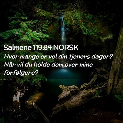 Picture 02 - Salmene 119:84 NORSK - Hvor mange er vel din tjeners dager? Når vil du - Bible Verse Picture