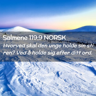 Picture 02 - Salmene 119:9 NORSK - Hvorved skal den unge holde sin sti ren? Ved å - Bible Verse Picture