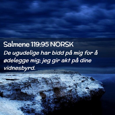Picture 02 - Salmene 119:95 NORSK - De ugudelige har bidd på mig for å ødelegge - Bible Verse Picture