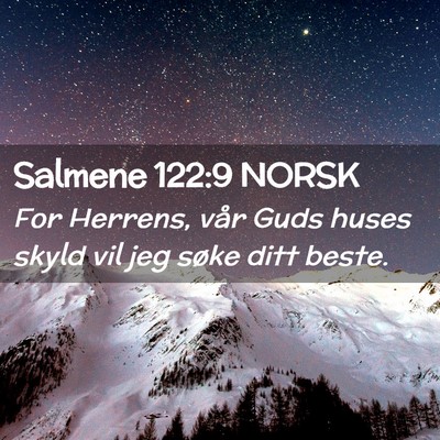 Picture 02 - Salmene 122:9 NORSK - For Herrens, vår Guds huses skyld vil jeg søke - Bible Verse Picture