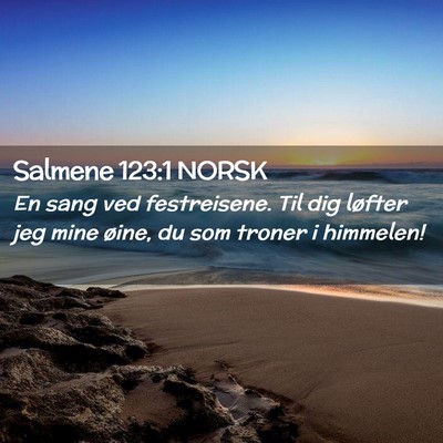Picture 02 - Salmene 123:1 NORSK - En sang ved festreisene. Til dig løfter jeg mine - Bible Verse Picture