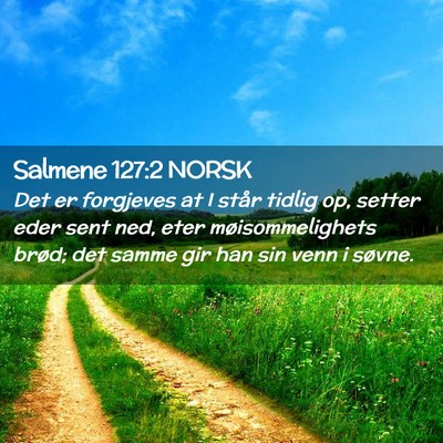 Picture 02 - Salmene 127:2 NORSK - Det er forgjeves at I står tidlig op, setter - Bible Verse Picture