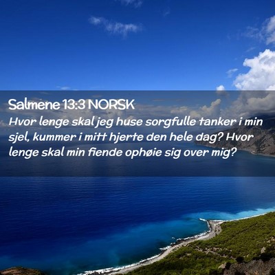 Picture 02 - Salmene 13:3 NORSK - Hvor lenge skal jeg huse sorgfulle tanker i min - Bible Verse Picture