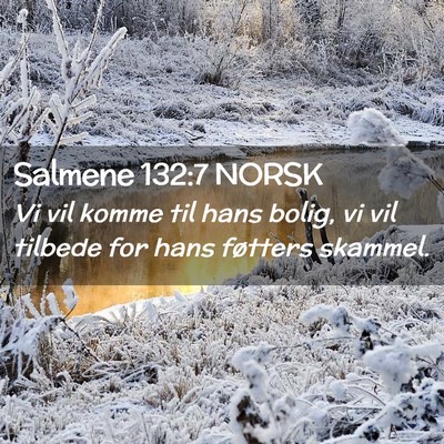 Picture 02 - Salmene 132:7 NORSK - Vi vil komme til hans bolig, vi vil tilbede for - Bible Verse Picture