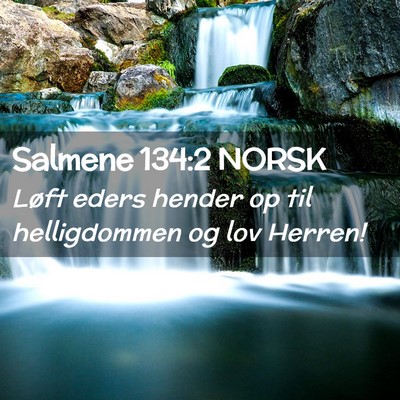 Picture 02 - Salmene 134:2 NORSK - Løft eders hender op til helligdommen og lov - Bible Verse Picture