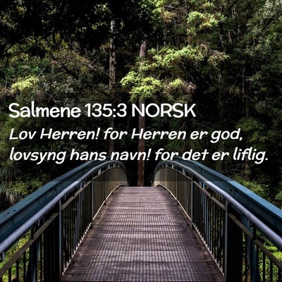 Picture 02 - Salmene 135:3 NORSK - Lov Herren! for Herren er god, lovsyng hans navn! - Bible Verse Picture