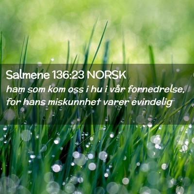Picture 02 - Salmene 136:23 NORSK - ham som kom oss i hu i vår fornedrelse, for hans - Bible Verse Picture