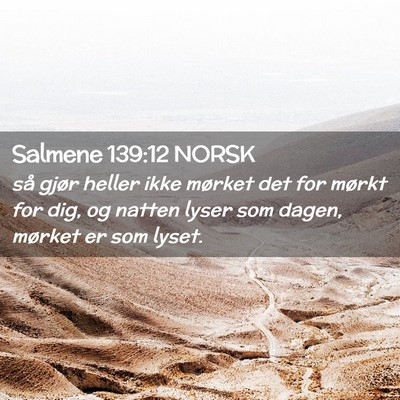 Picture 02 - Salmene 139:12 NORSK - så gjør heller ikke mørket det for mørkt for - Bible Verse Picture