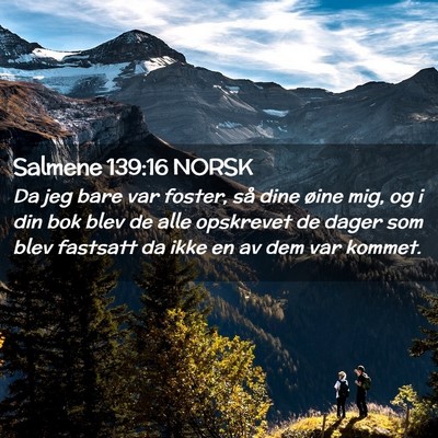 Picture 02 - Salmene 139:16 NORSK - Da jeg bare var foster, så dine øine mig, og i - Bible Verse Picture