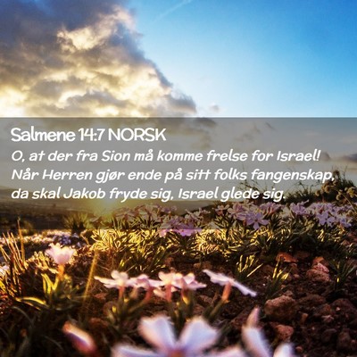 Picture 02 - Salmene 14:7 NORSK - O, at der fra Sion må komme frelse for Israel! - Bible Verse Picture