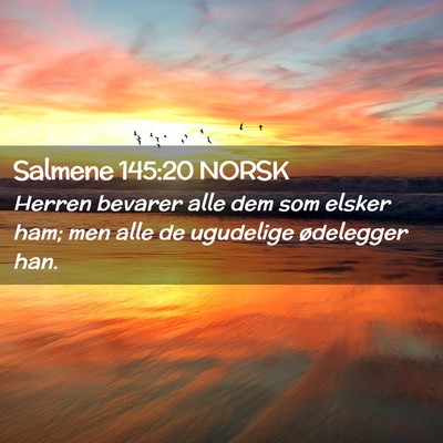 Picture 02 - Salmene 145:20 NORSK - Herren bevarer alle dem som elsker ham; men alle - Bible Verse Picture