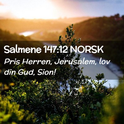 Picture 02 - Salmene 147:12 NORSK - Pris Herren, Jerusalem, lov din Gud, - Bible Verse Picture