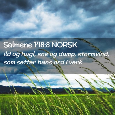 Picture 02 - Salmene 148:8 NORSK - ild og hagl, sne og damp, stormvind, som setter - Bible Verse Picture