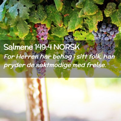 Picture 02 - Salmene 149:4 NORSK - For Herren har behag i sitt folk, han pryder de - Bible Verse Picture