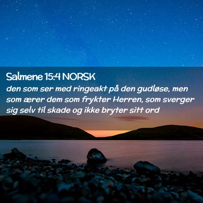 Picture 02 - Salmene 15:4 NORSK - den som ser med ringeakt på den gudløse, men - Bible Verse Picture