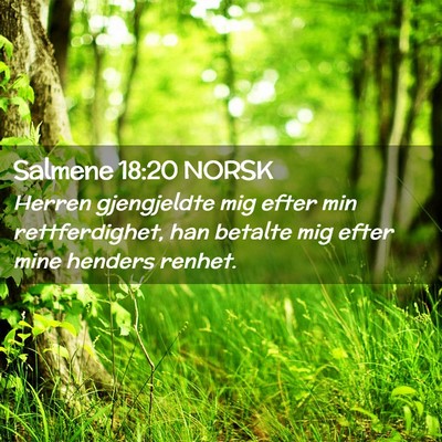Picture 02 - Salmene 18:20 NORSK - Herren gjengjeldte mig efter min rettferdighet, - Bible Verse Picture