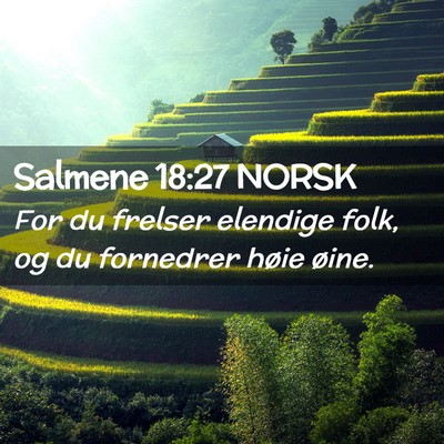 Picture 02 - Salmene 18:27 NORSK - For du frelser elendige folk, og du fornedrer - Bible Verse Picture