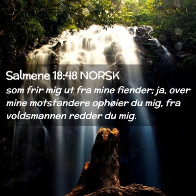Picture 02 - Salmene 18:48 NORSK - som frir mig ut fra mine fiender; ja, over mine - Bible Verse Picture
