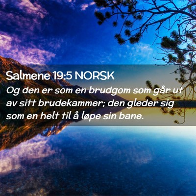 Picture 02 - Salmene 19:5 NORSK - Og den er som en brudgom som går ut av sitt - Bible Verse Picture