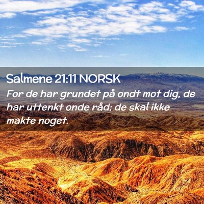 Picture 02 - Salmene 21:11 NORSK - For de har grundet på ondt mot dig, de har - Bible Verse Picture