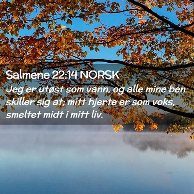 Picture 02 - Salmene 22:14 NORSK - Jeg er utøst som vann, og alle mine ben skiller - Bible Verse Picture