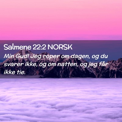 Picture 02 - Salmene 22:2 NORSK - Min Gud! Jeg roper om dagen, og du svarer ikke, - Bible Verse Picture