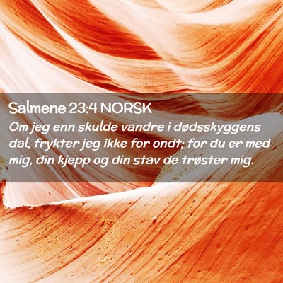 Picture 02 - Salmene 23:4 NORSK - Om jeg enn skulde vandre i dødsskyggens dal, - Bible Verse Picture