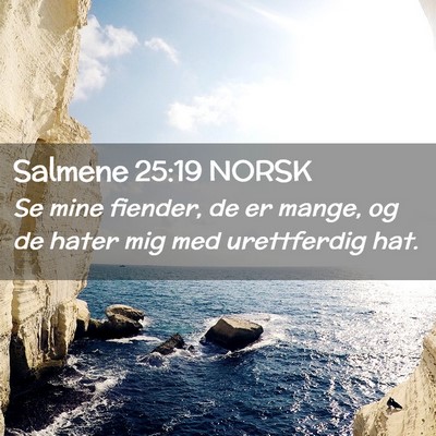 Picture 02 - Salmene 25:19 NORSK - Se mine fiender, de er mange, og de hater mig med - Bible Verse Picture